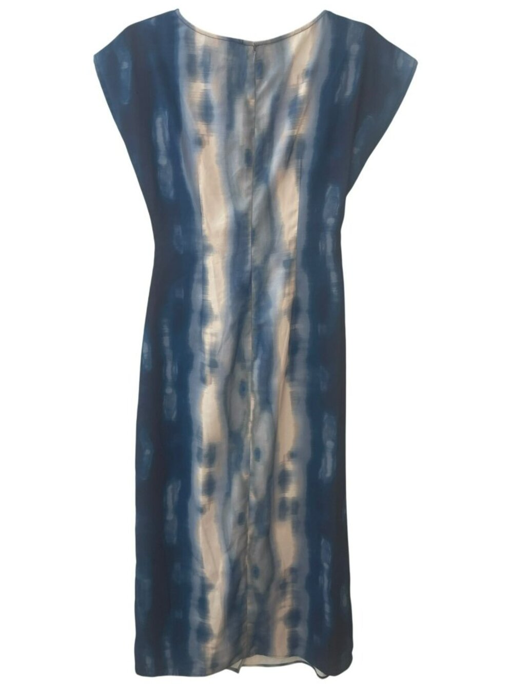 Luxely Blue & Grey Printed Draped Midi Half-Zip Dress US Size 2 NWT - Picture 2 of 9